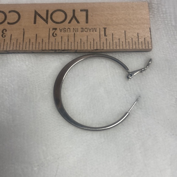 Shiny Real Silver Hoop Earrings - Picture 3 of 4